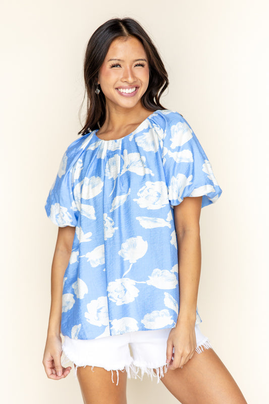 Plant The Day Bubble Sleeve Blouse