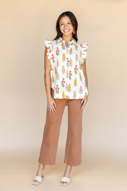 Life's Too Short Floral Button Up
