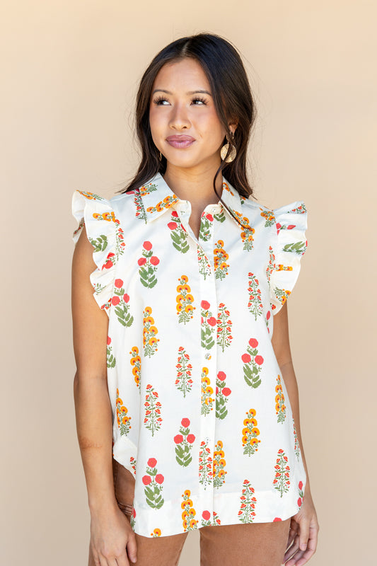 Life's Too Short Floral Button Up