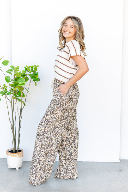 Safari Chic Linen Wide Leg Pants