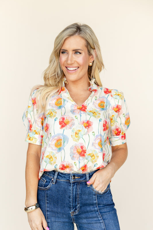 Sunbloom Style Short Sleeve Blouse
