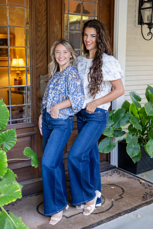 Picture Perfect REG/PETITE Dark Wash Classic Wide Leg Jeans
