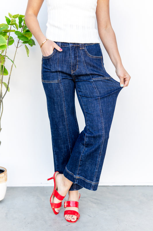 Violets are Blue Wide Crop Mica Denim Jeans