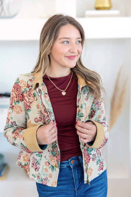 Floral Whimsy Button Down Jacket