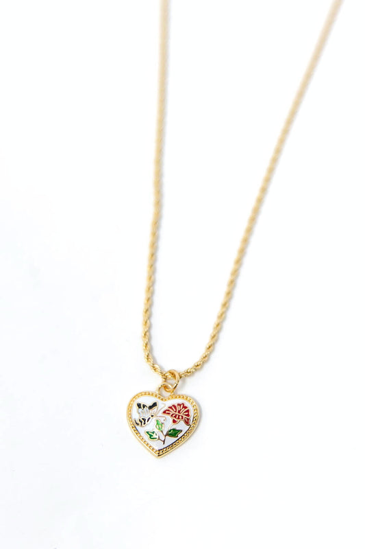Moonlight Flutter Floral Heart Necklace