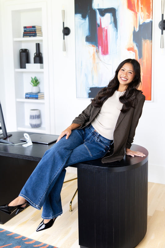 Checked For Success Collared Blazer