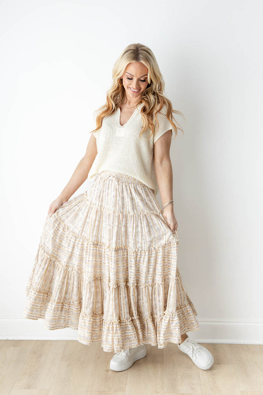 Lovely Meadows Tiered Maxi Skirt