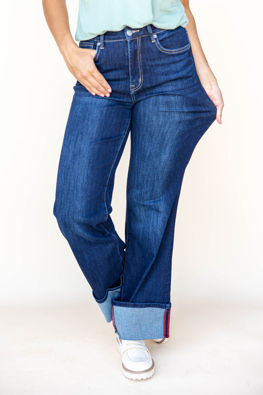 Midnight in Paris Long Length Jeans - Dark Wash