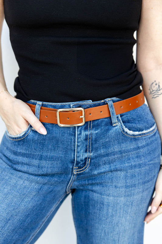Confidence Looks Cute Rectangle Buckle Belt
