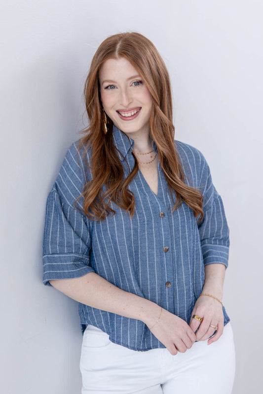 Line Leader Striped Short Sleeve Top