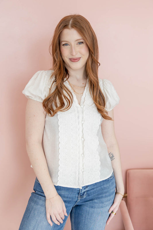 Lace Kissed Beauty Short Sleeve Blouse