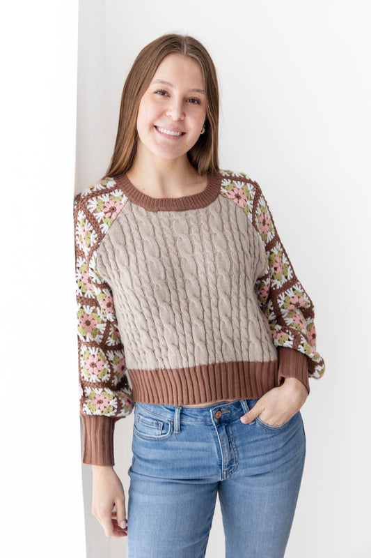 Patchwork Princess Cable Knit Sweater