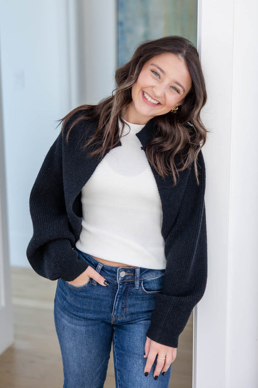 Fuzzy Hour Shrug Cardigan Sweater