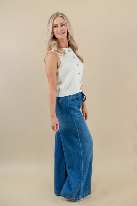 Almost Famous Wide Leg Brushed Denim Jeans