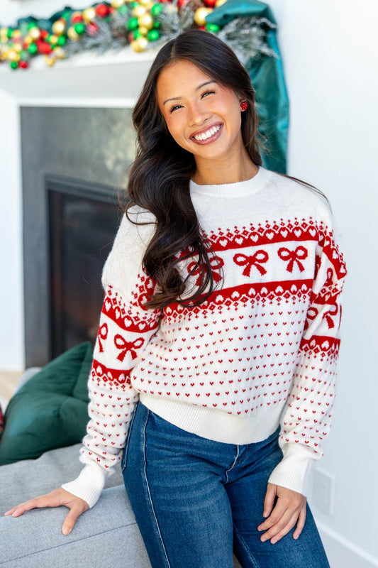 Sweetly Wrapped Fair Isle Bow Sweater