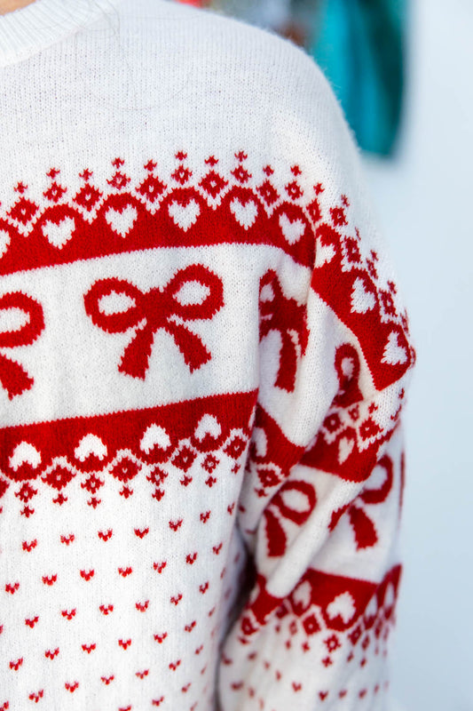Sweetly Wrapped Fair Isle Bow Sweater
