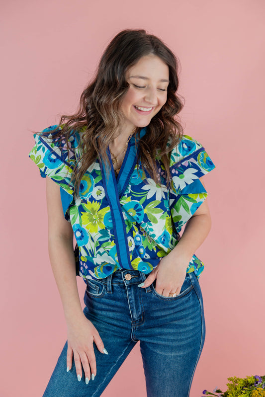 Garden Splash Short Sleeve Blouse