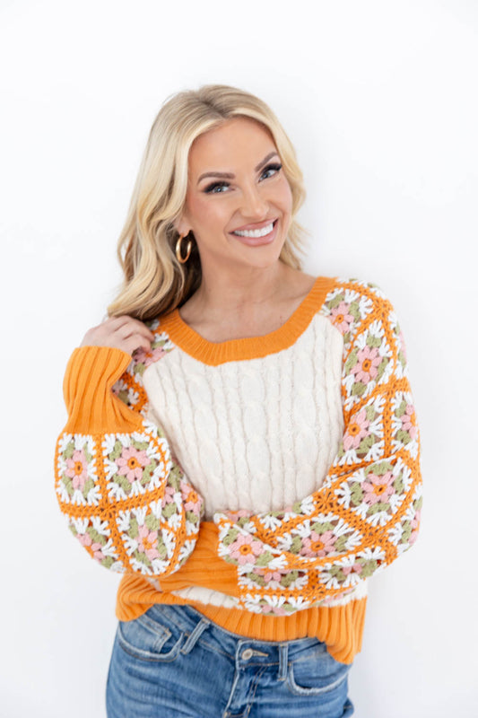 Patchwork Princess Cable Knit Sweater