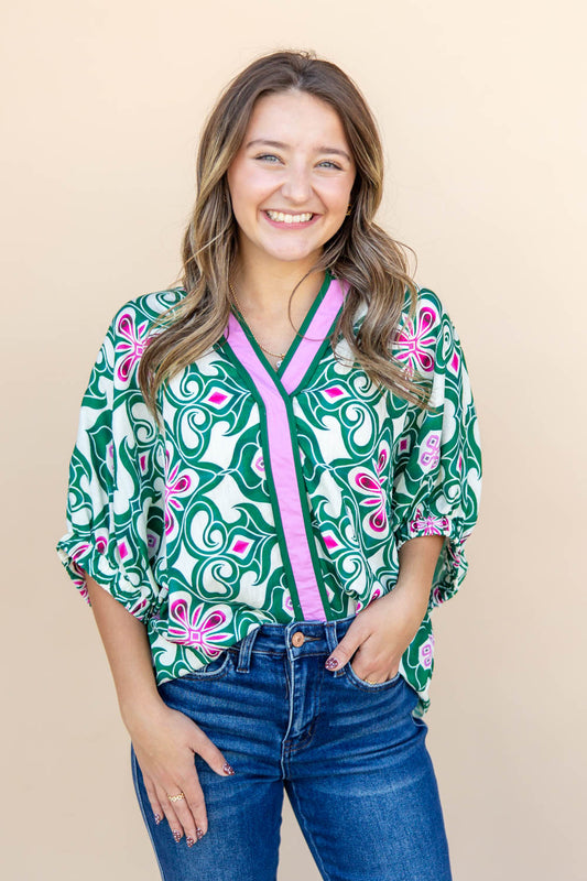 Soul Flower Swing Short Sleeve Dolman Top
