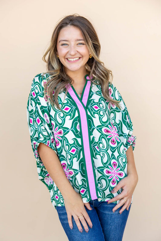 Soul Flower Swing Short Sleeve Dolman Top