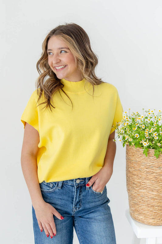 Sweet Core Mock Neck Short Sleeve Top