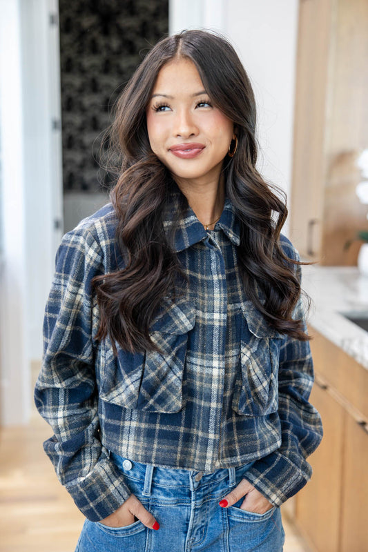 Cozy Pines Plaid Cropped Shacket