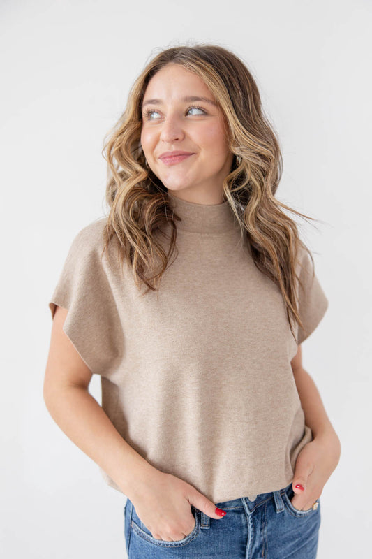 Sweet Core Mock Neck Short Sleeve Top