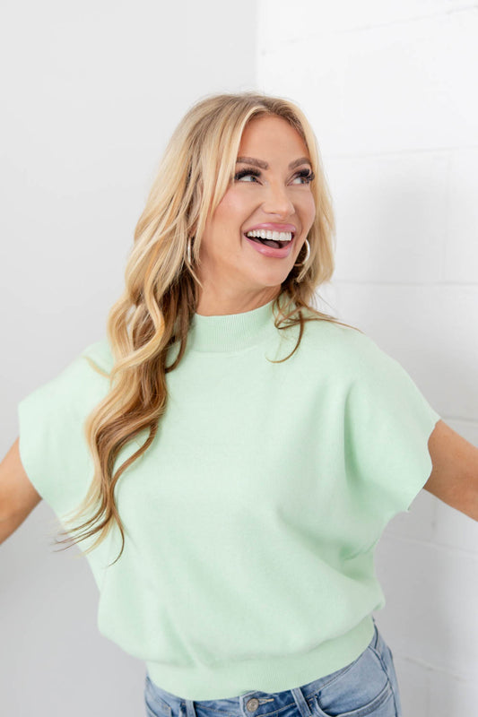 Sweet Core Mock Neck Short Sleeve Top