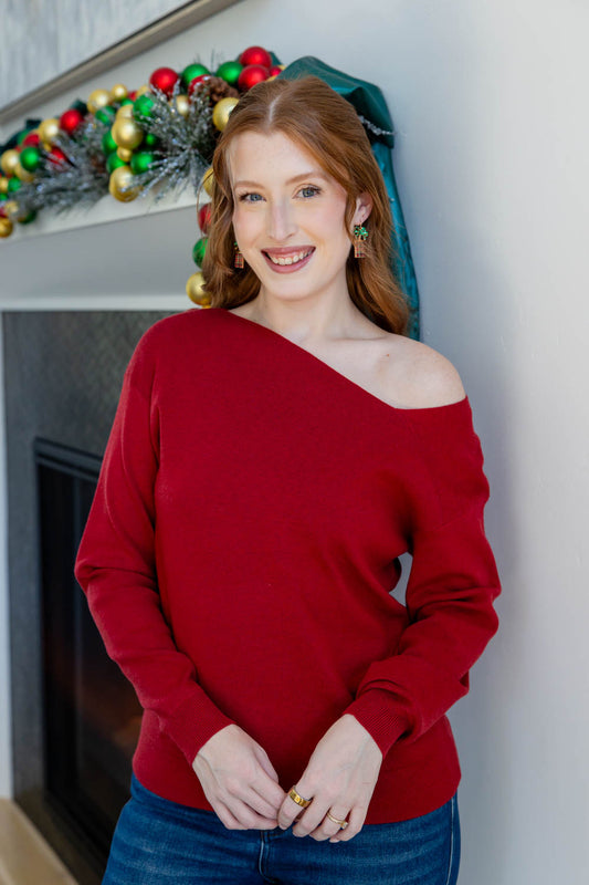 Styled Off Center Long Sleeve Top