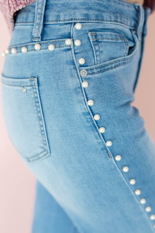 Soft Launch Pearl Embellished Jeans