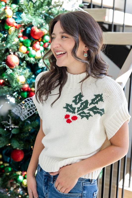 Mistletoe Kisses Short Sleeve Sweater