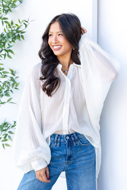 Angelic Skies Button Down Top