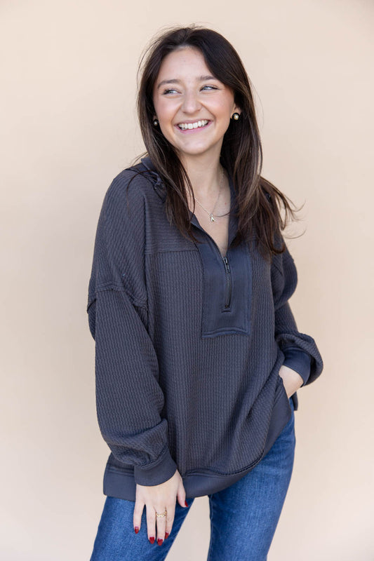 All-Day Ease Half Zip Knit Top