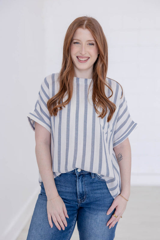 Easy Breezy Short Sleeve Striped Top