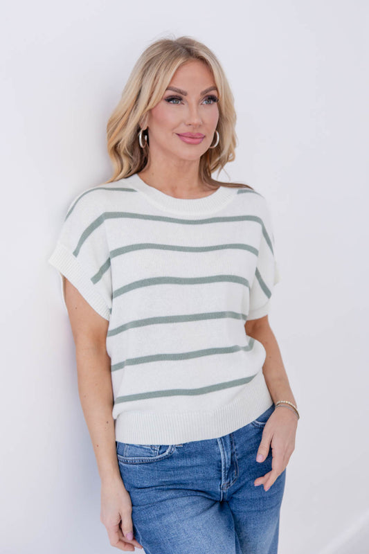 Feeling Striped Short Sleeve Top