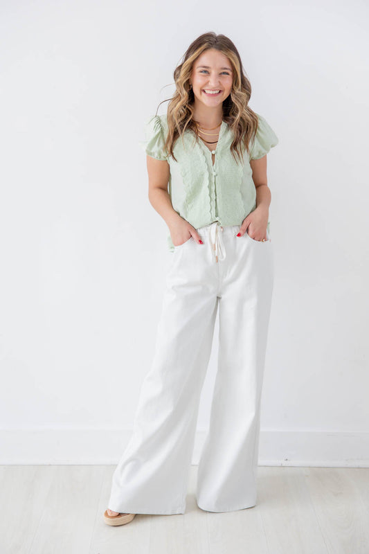 Little White Lies Relaxed Wide Leg White Jeans