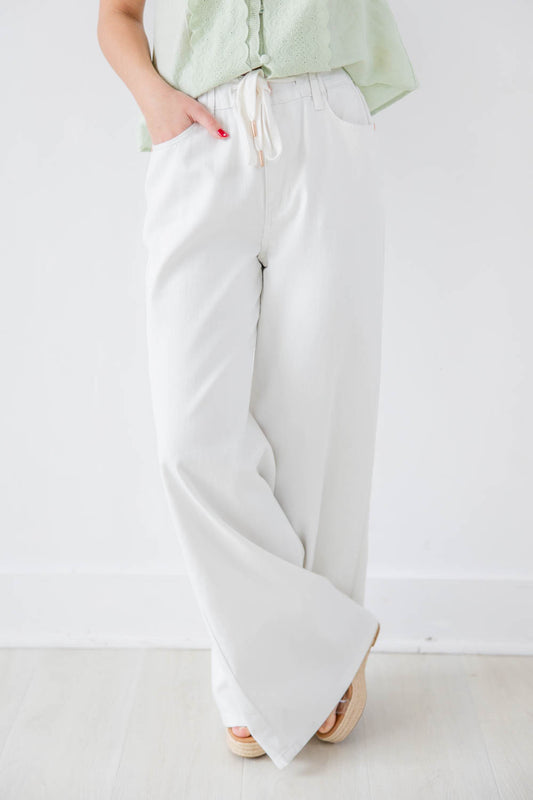 Little White Lies Relaxed Wide Leg White Jeans