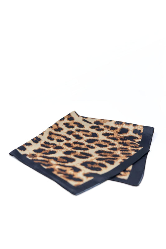 Golden Wild Leopard Satin Square Scarf