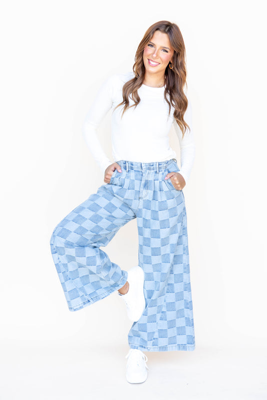 City Wave Checkered Jeans