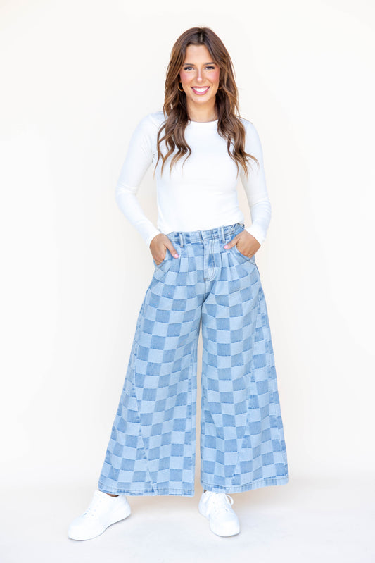 City Wave Checkered Jeans