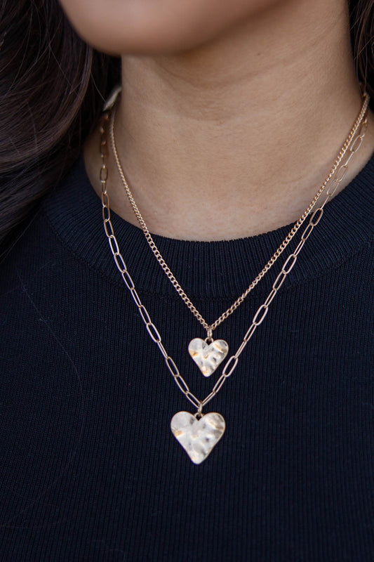 Open Hearted Layered Pendant Necklace