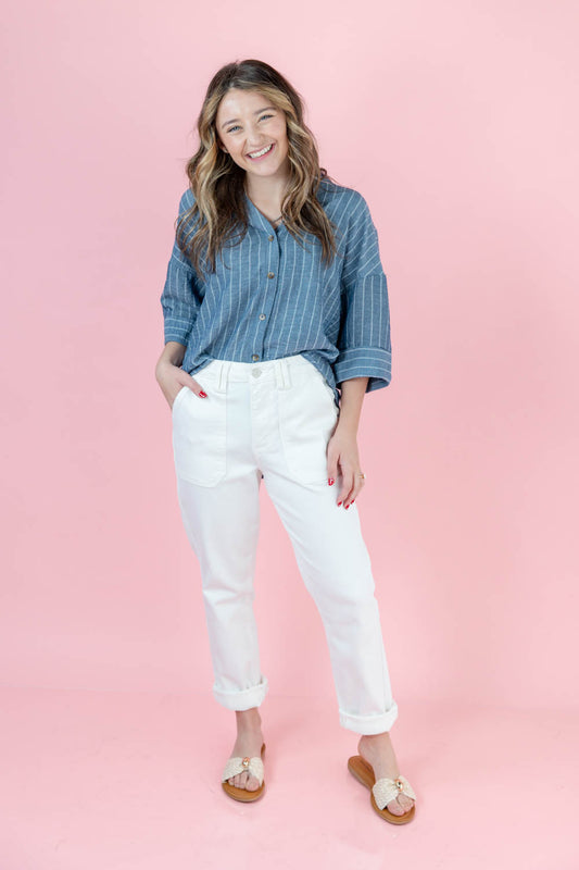 Fresh Start White Weekender Jeans