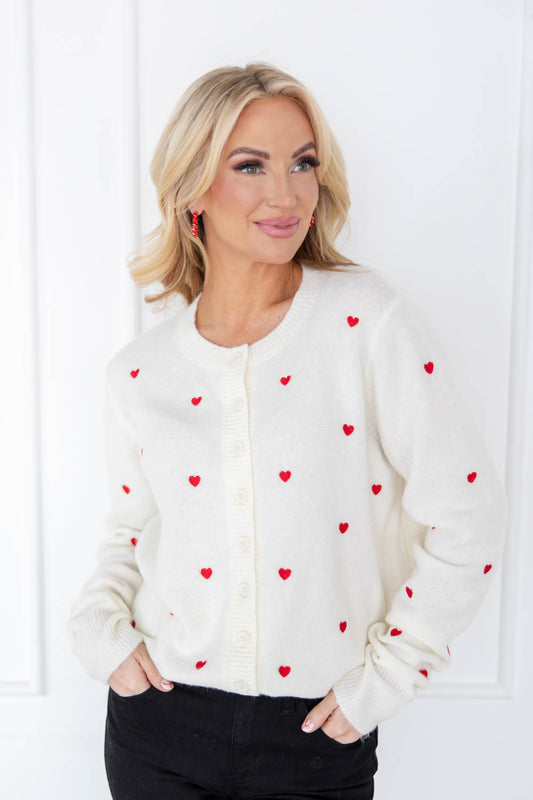 Head Over Hearts Button Down Cardigan Sweater
