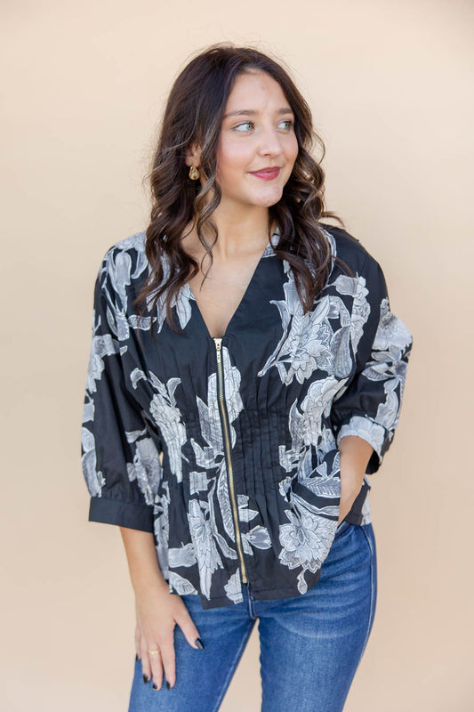 Wildflower Spell Zip Front Blouse