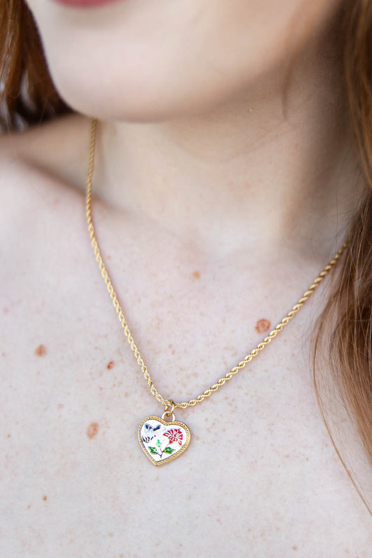 Moonlight Flutter Floral Heart Necklace