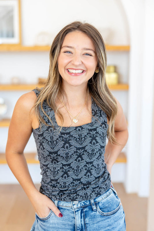 Petals Please Square Neck Tank Top