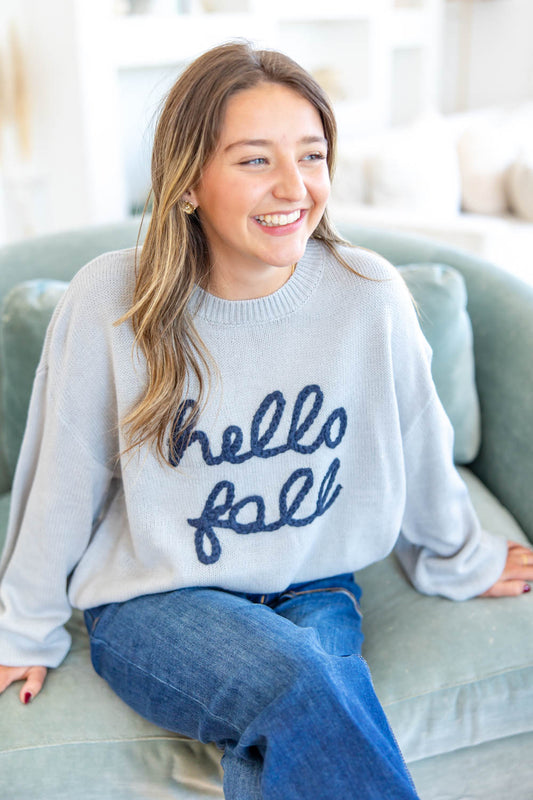 Hello Fall Embroidered Sweater