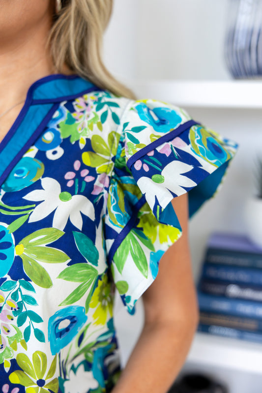 Garden Splash Short Sleeve Blouse