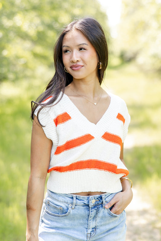 Sunburst Glow Sleeveless V-neck Top