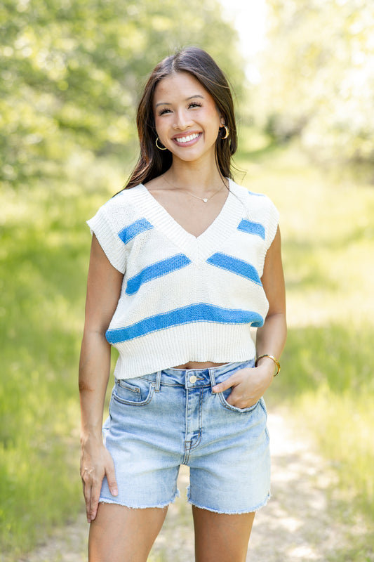 Sunburst Glow Sleeveless V-neck Top